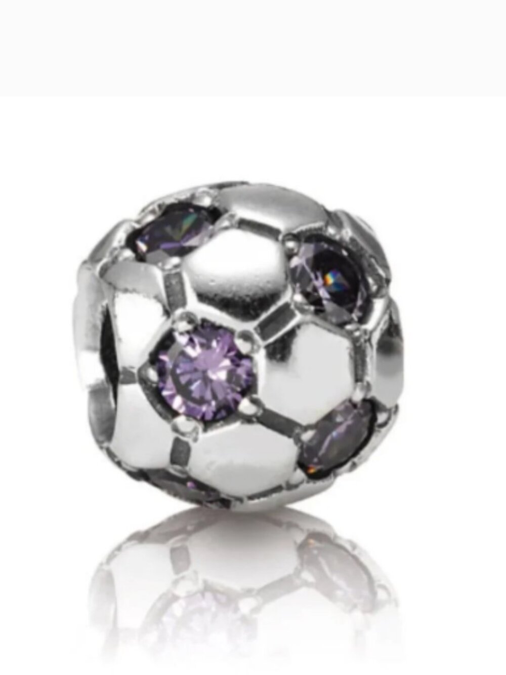 925 Retired Pandora Amethyst Soccer Ball Bracelet Charm